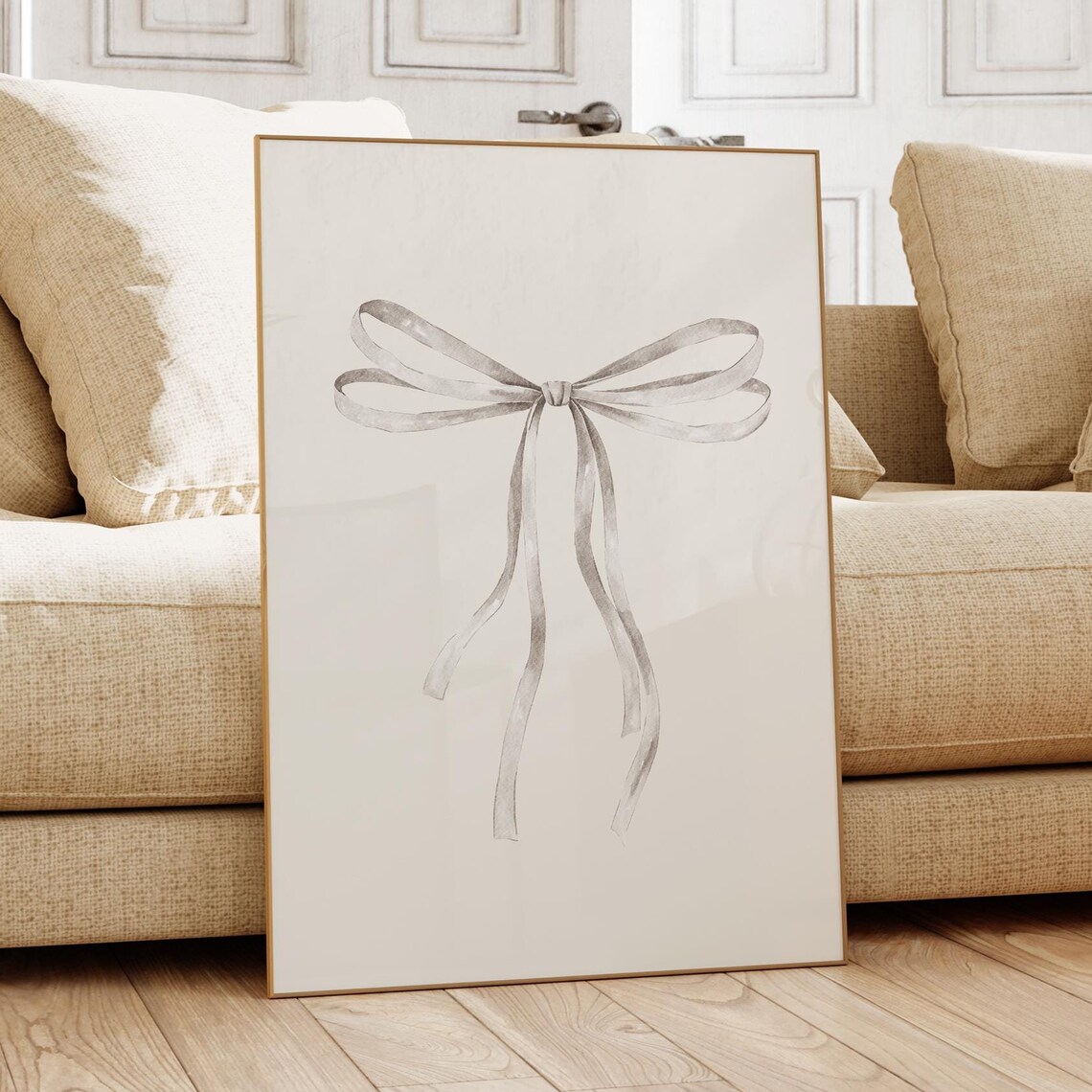 White Bow Watercolor Poster, Coquette Balletcore Decor