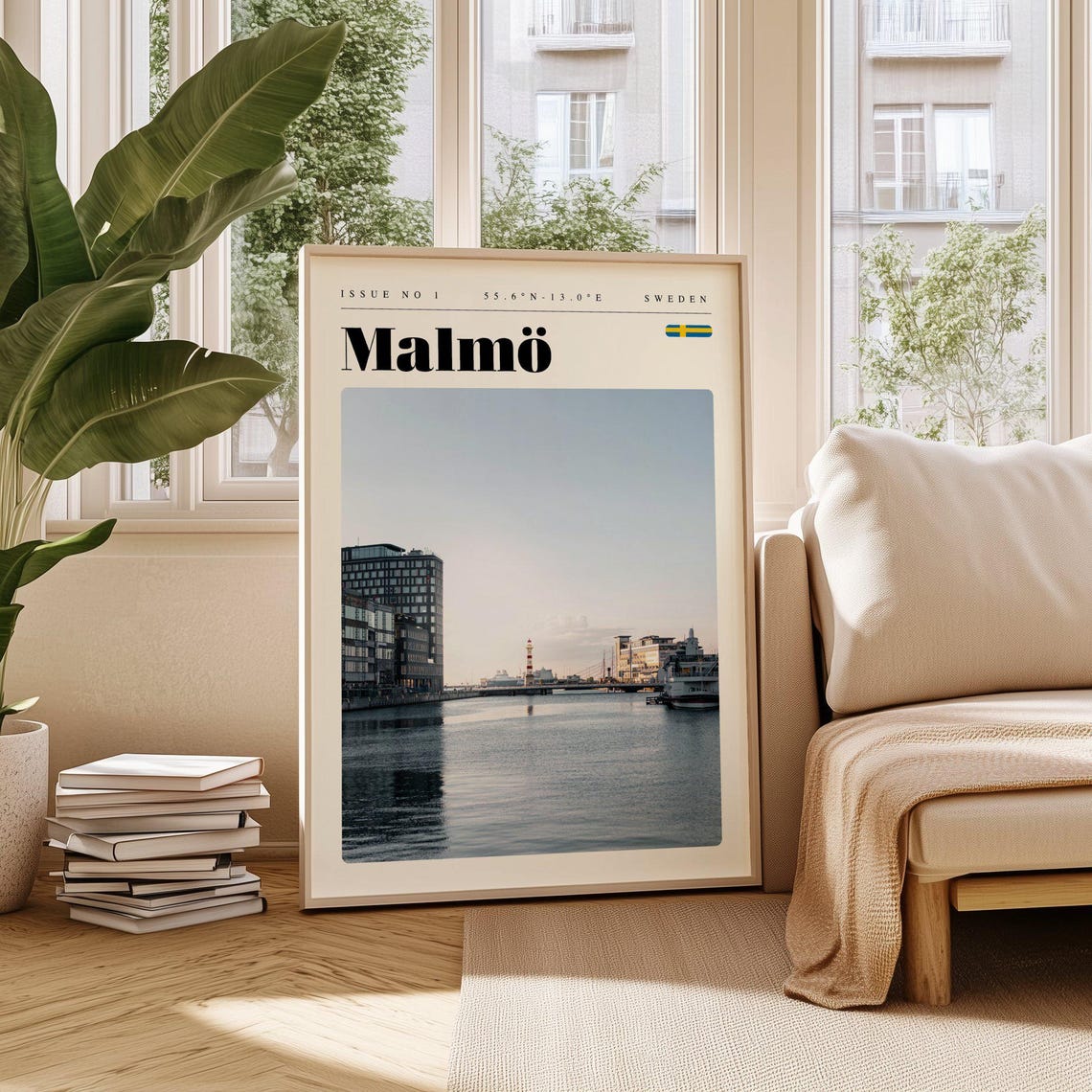 Malmoe Sweden Harbor Waterfront Morning Calm City Scene Travel Poster