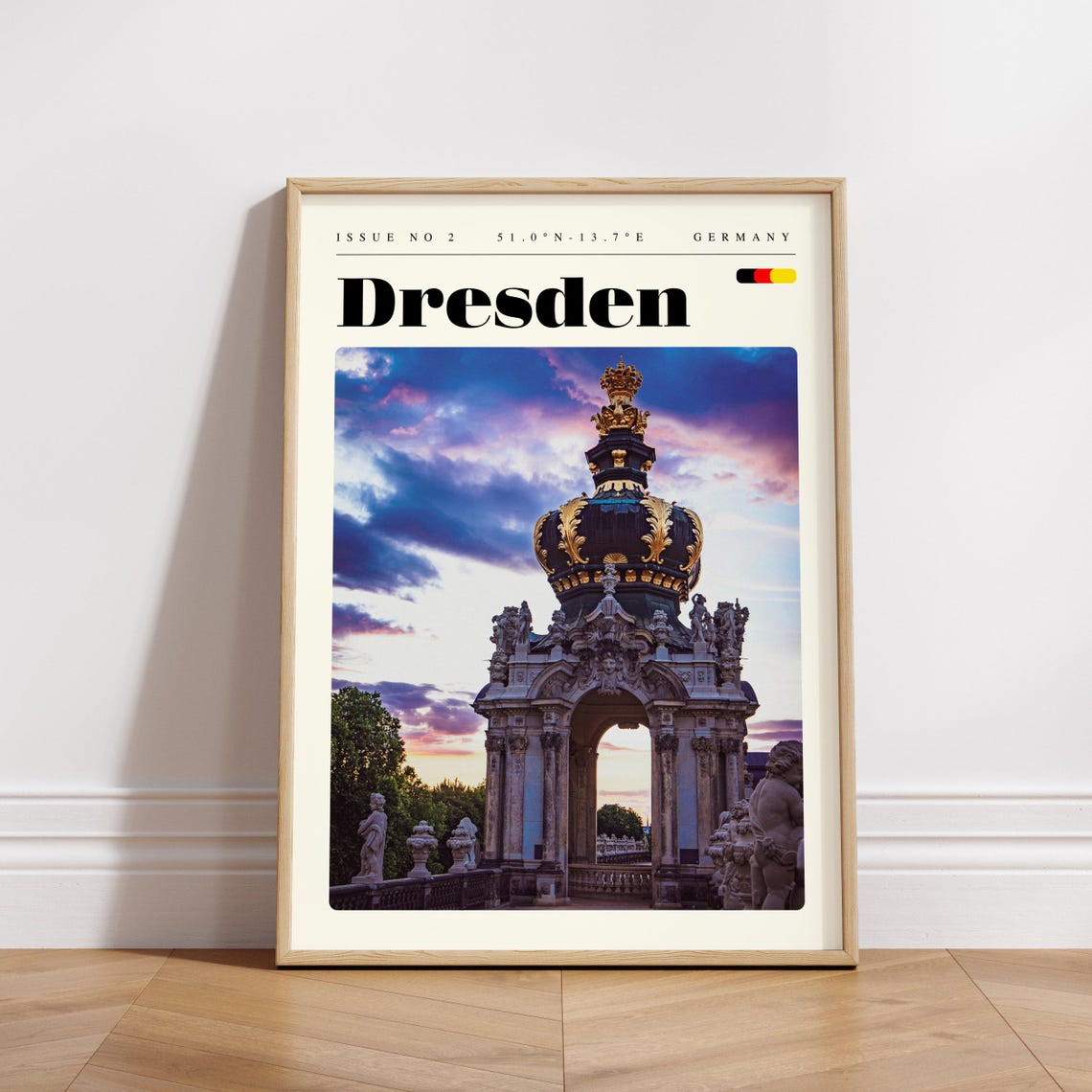 Dresden Germany Zwinger Crown Gate Baroque Sunset Travel Poster - Image 3