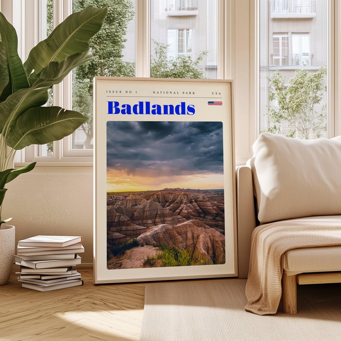 Badlands National Park USA Striped Rock Spires Sunset Poster