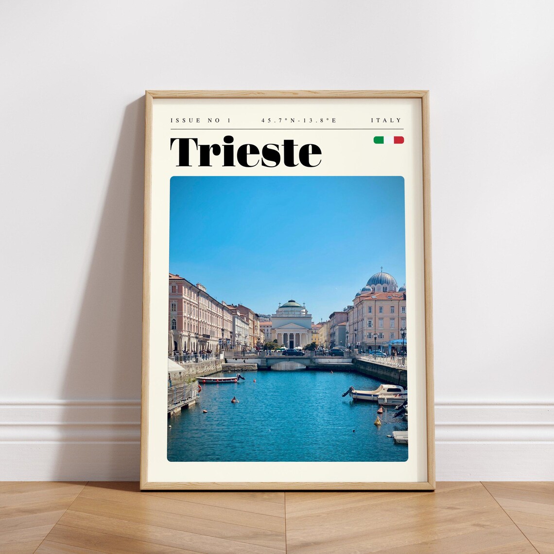 Trieste Italy Vintage Travel Poster Canal Waterfront Harbor Scene - Image 3