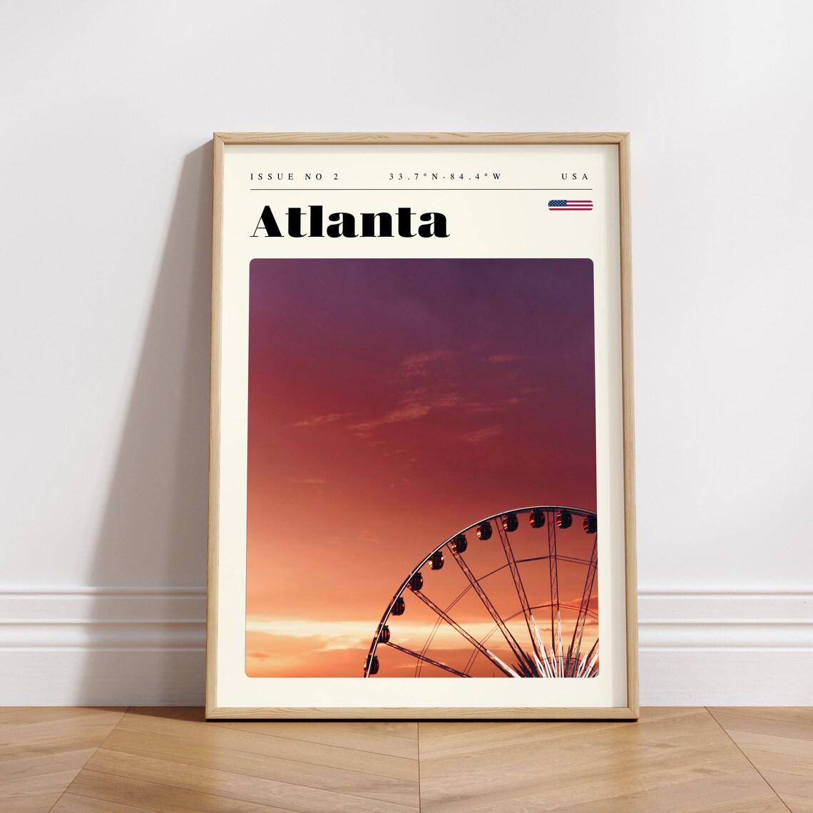 Atlanta Ferris Wheel Sunset Sky Glow Issue 2 Retro Travel Poster - Image 3