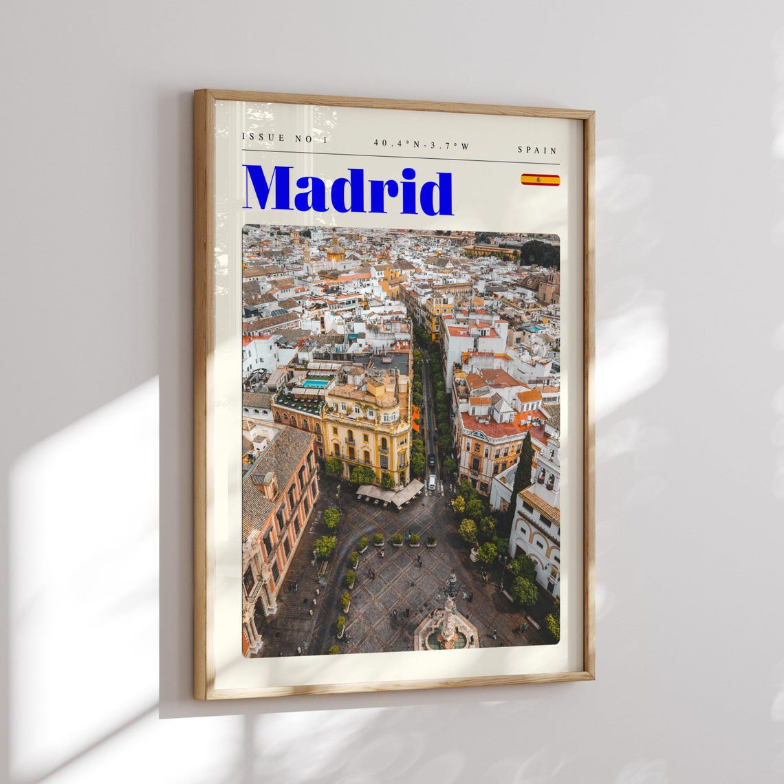 Madrid Spain Old Town Plaza From Above Aerial City View Poster - Image 2