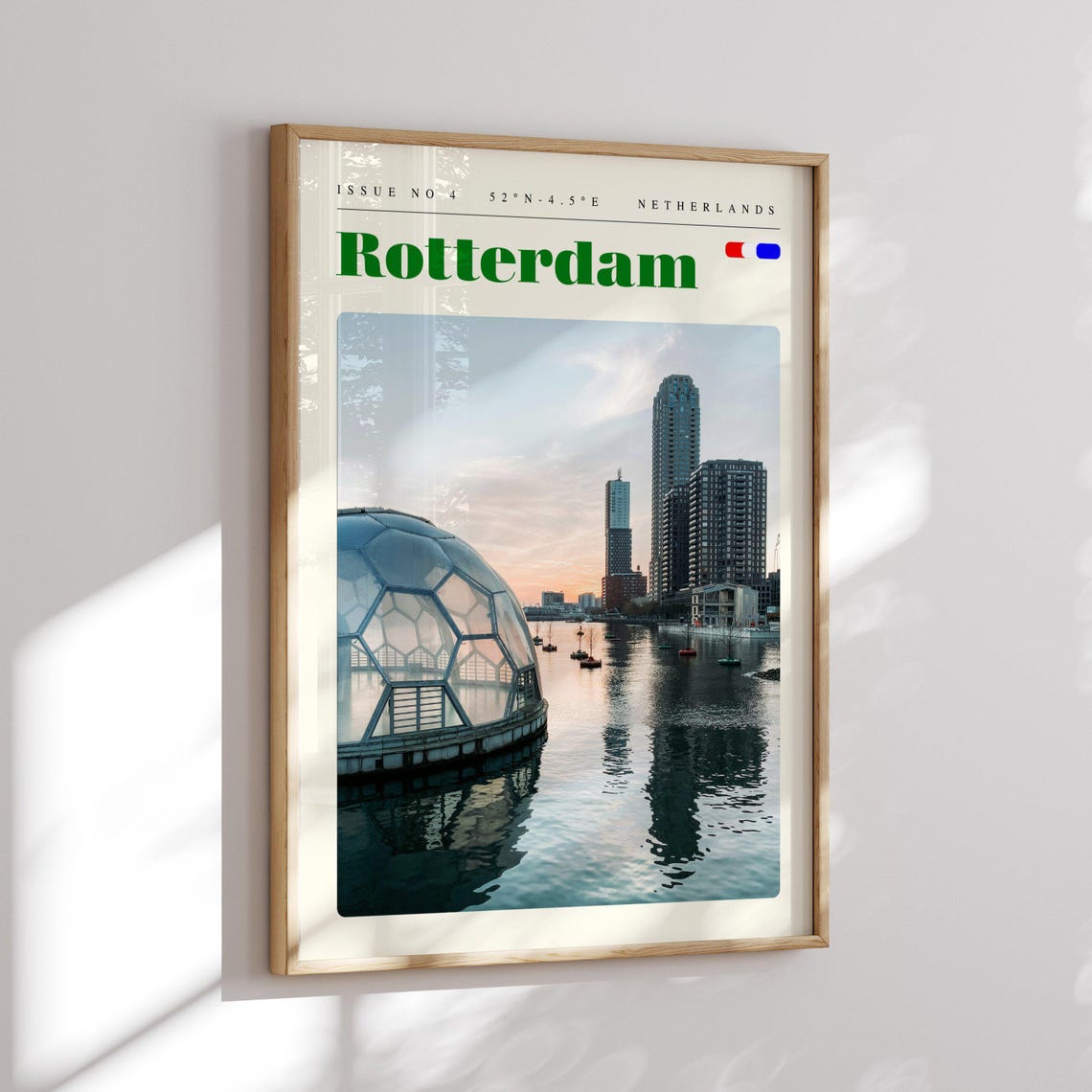 Rotterdam Netherlands Modern Harbor Skyline Sunset Water Poster - Image 2