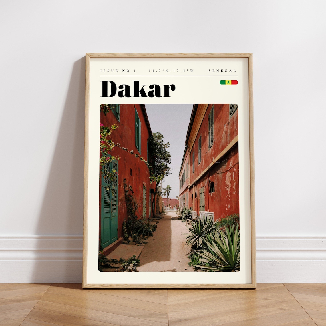 Dakar Red Colonial Buildings Alley Senegal Africa Travel Poster - Image 3