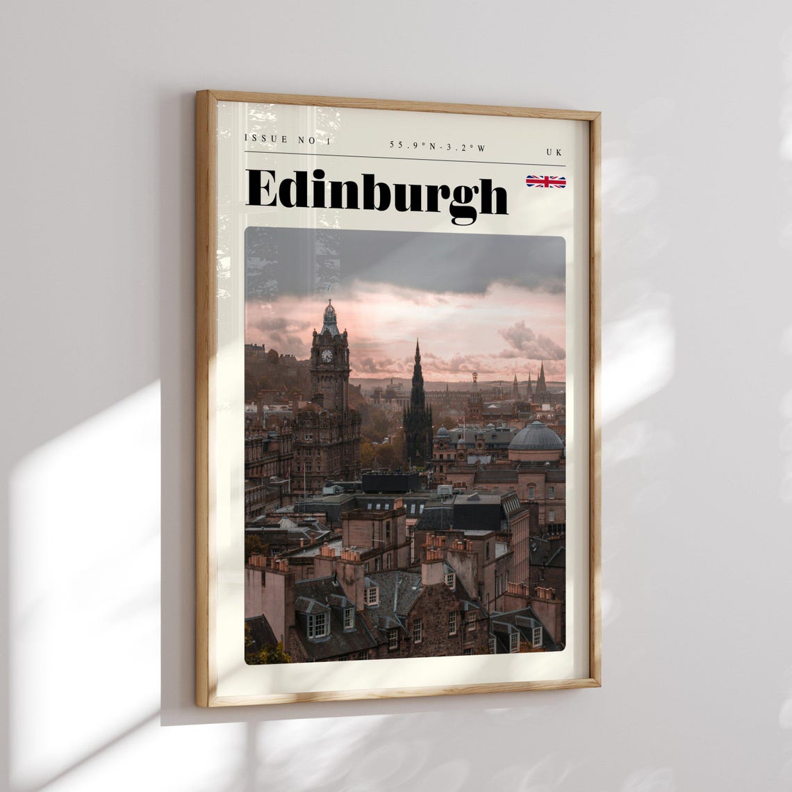 Edinburgh UK Historic Rooftops and Clock Tower Sunset Travel Poster - Image 2