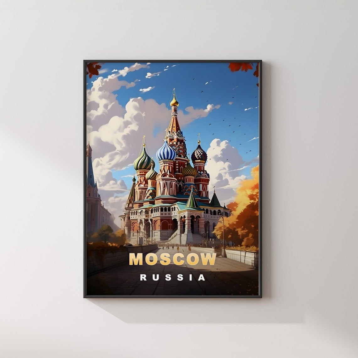 Moscow Russia St Basils Cathedral Domes Autumn Travel Poster - Image 2