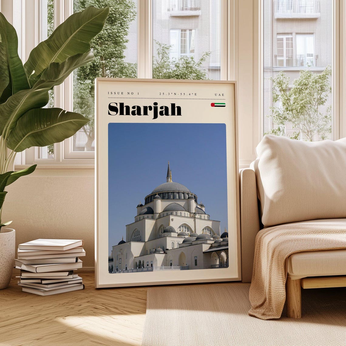 Sharjah UAE Grand Mosque Domes Islamic Architecture Travel Poster