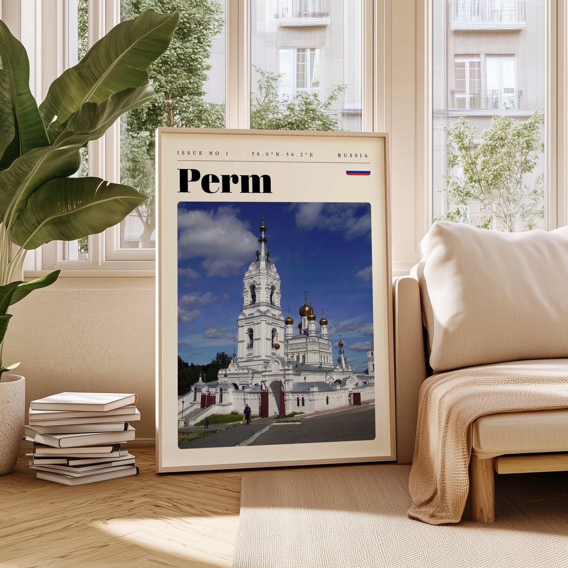 Perm Russia White Monastery Golden Domes Orthodox Travel Poster