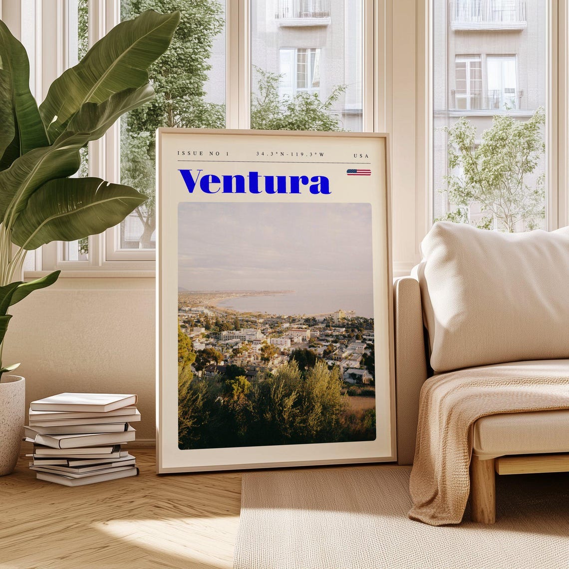 Ventura California USA Coastal Town Beach Aerial Photography Poster