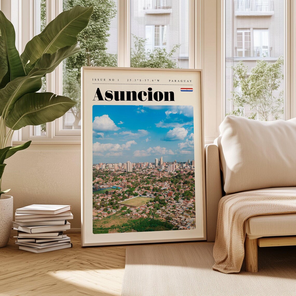 Asuncion Paraguay Aerial Cityscape Photography Modern Travel Poster