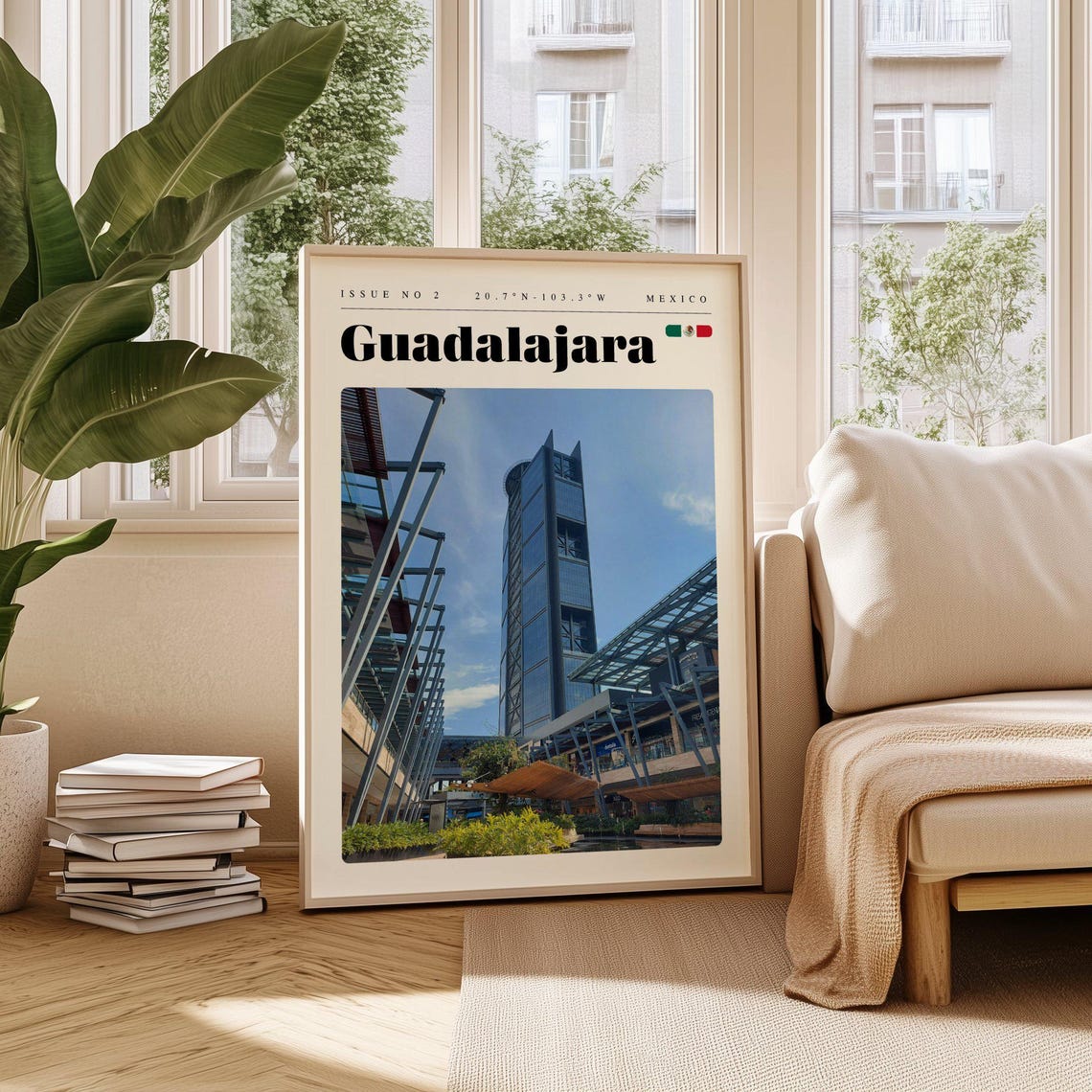 Guadalajara Mexico Modern Glass Tower Shopping District Poster