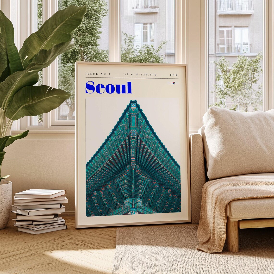 Seoul South Korea Temple Roof Ornate Detail Symmetrical Travel Poster