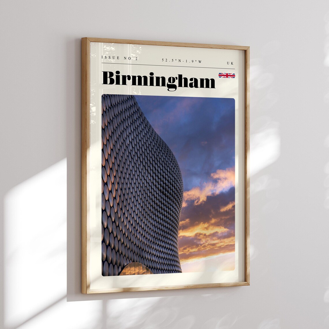 Birmingham England Futuristic Blue Facade Sunset Travel Poster - Image 2