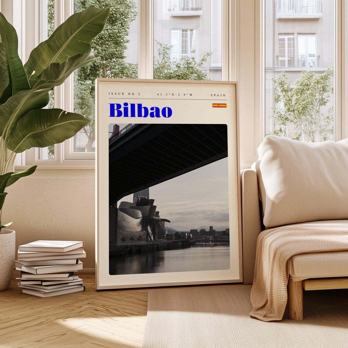 Bilbao Spain Iconic Guggenheim Museum Riverside Modern Poster