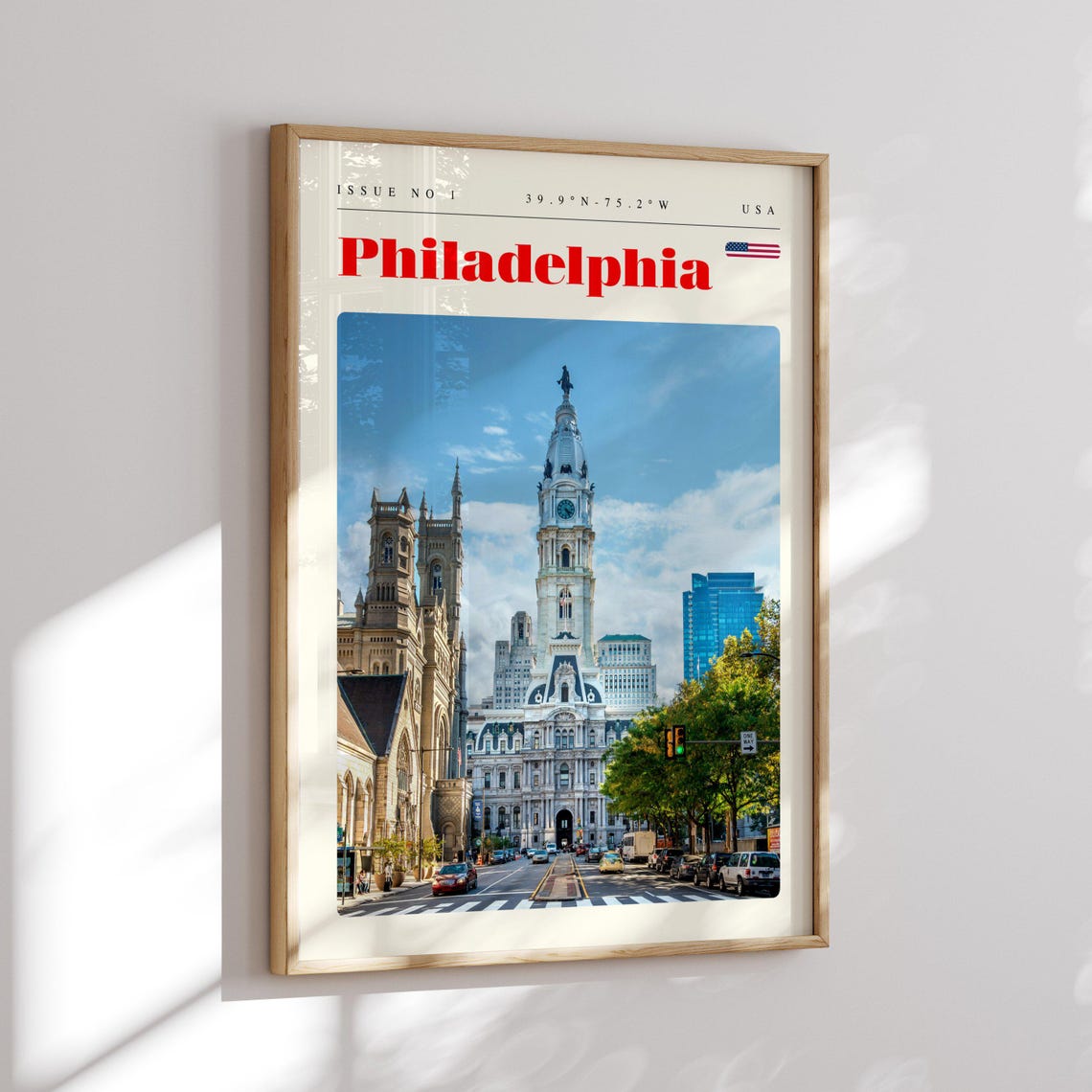 Philadelphia City Hall Tower Historic Street Scene Travel Poster - Image 2