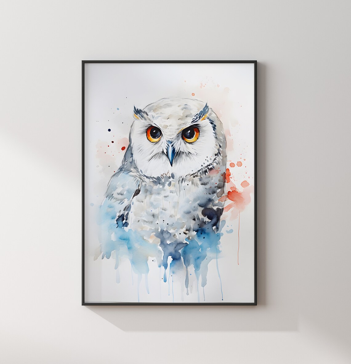 Elegant Hedwig Snowy Owl Watercolor Splash Wizard Bird Poster - Image 2