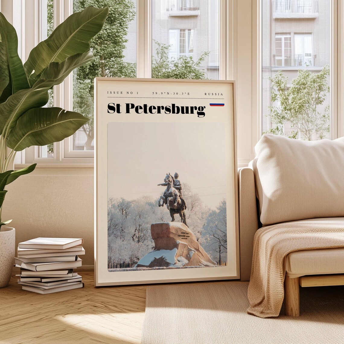 St Petersburg Russia Bronze Horseman Snow Winter Travel Poster