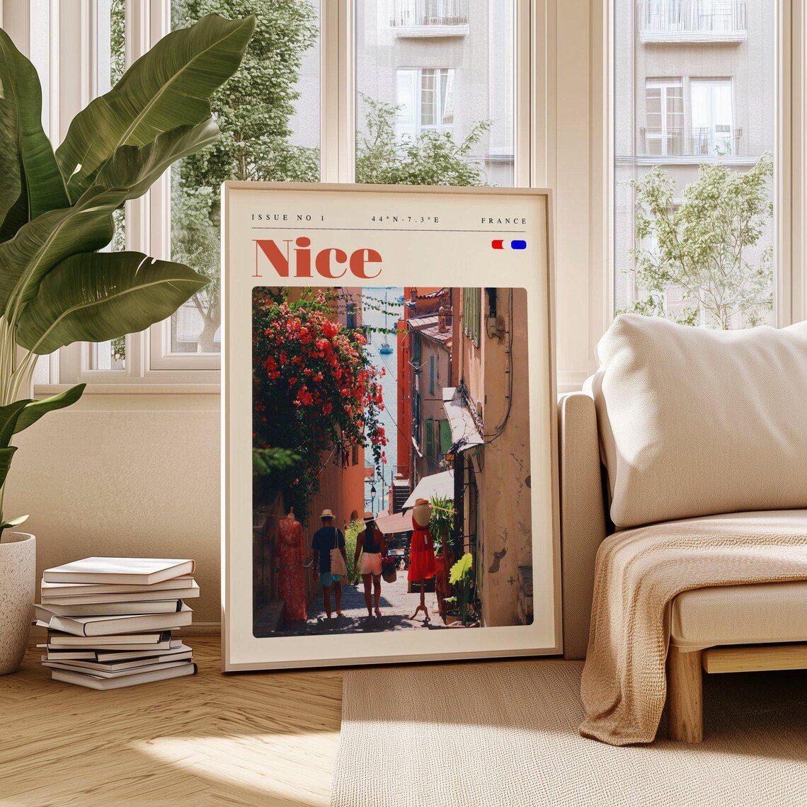 Nice France Old Town Alley Bougainvillea Walk to the Sea Poster