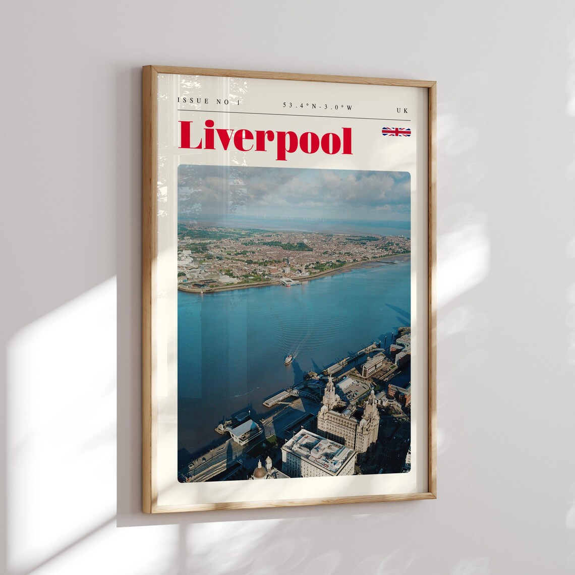 Liverpool UK River Mersey Waterfront Aerial View Travel Poster - Image 2