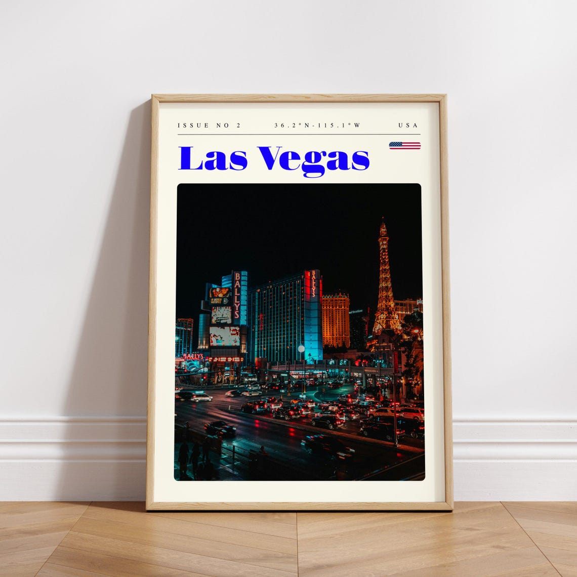 Las Vegas Strip Neon Lights Night Skyline Travel Poster Decor - Image 3