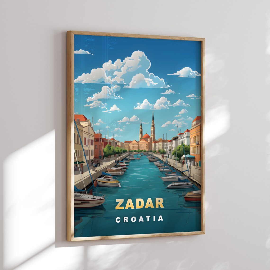 Zadar Croatia Sailboat Harbor Church Towers Coast Travel Poster - Image 2