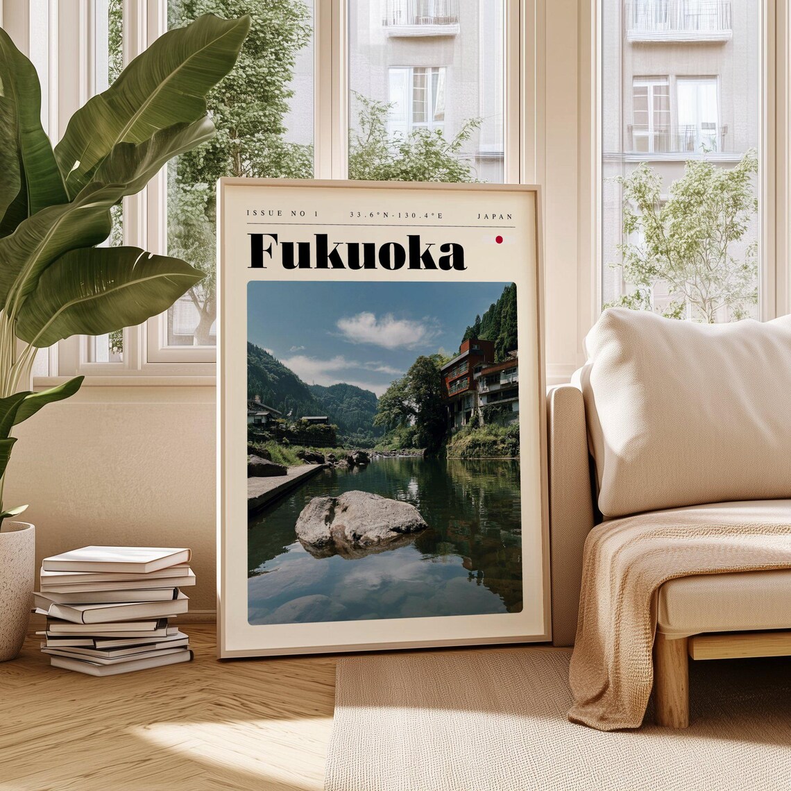 Fukuoka Japan Tranquil River Valley Forest Photo Travel Poster