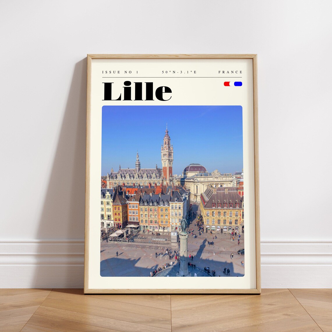 Lille France Grand Place Square Belfry Aerial View Travel Poster - Image 3