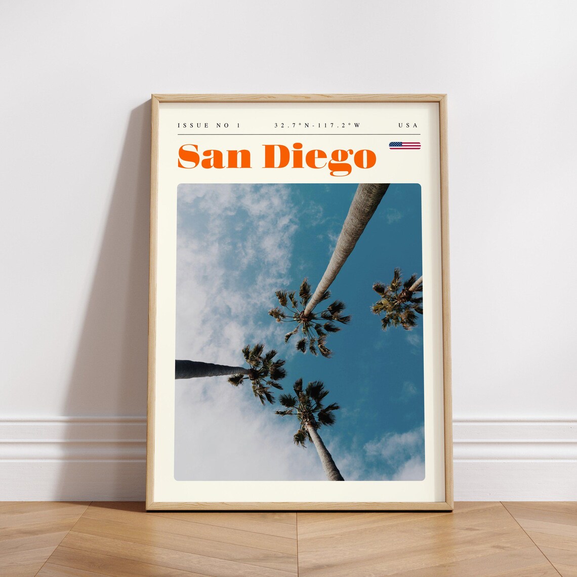 San Diego Palm Trees Sky Upward View Modern Coastal Travel Poster - Image 3
