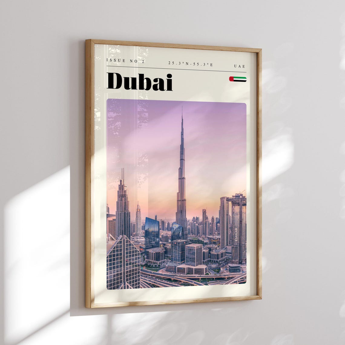 Dubai UAE Burj Khalifa Skyline Sunset Glow Modern Travel Poster - Image 2
