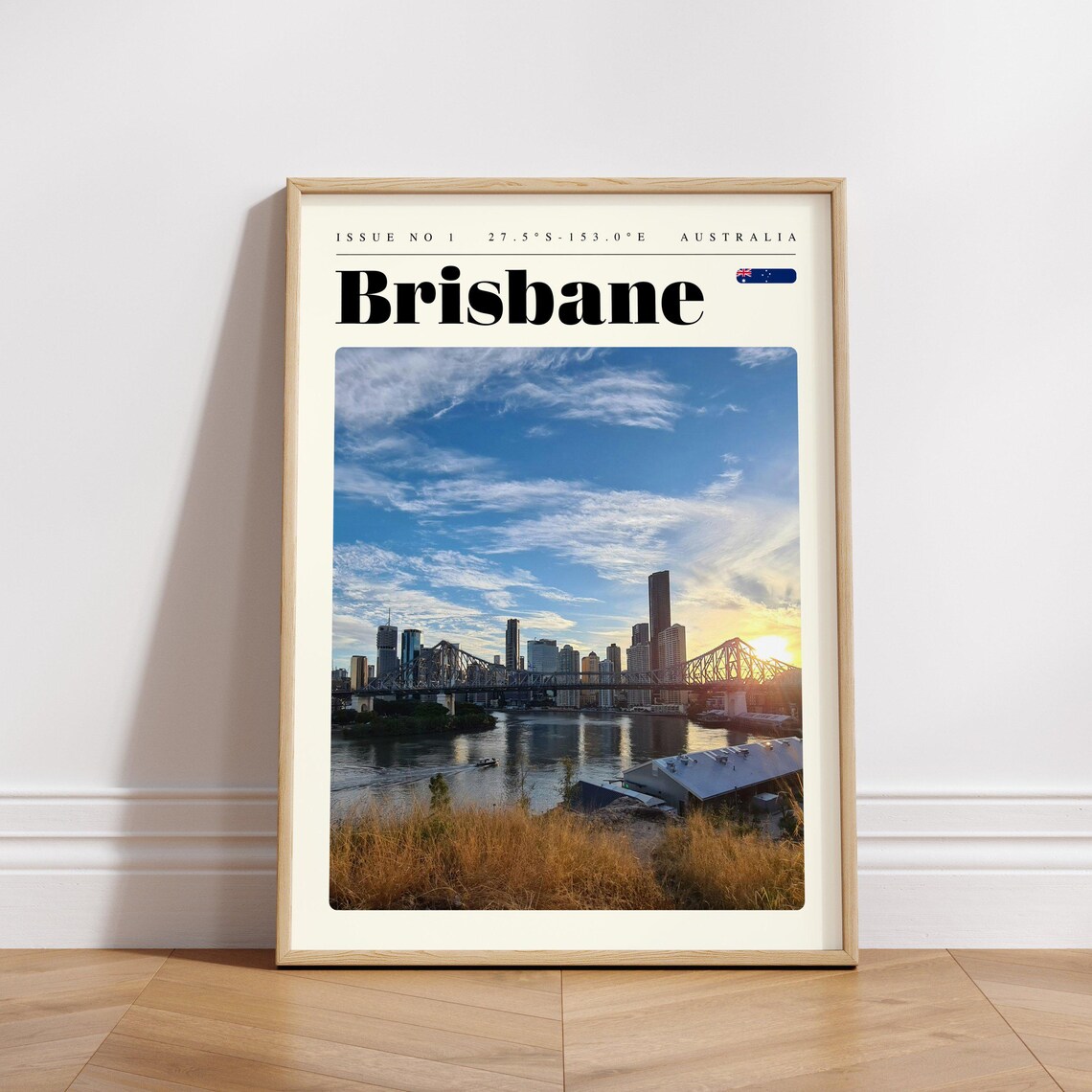 Brisbane Australia Sunset Skyline River Bridge Travel Poster - Image 3