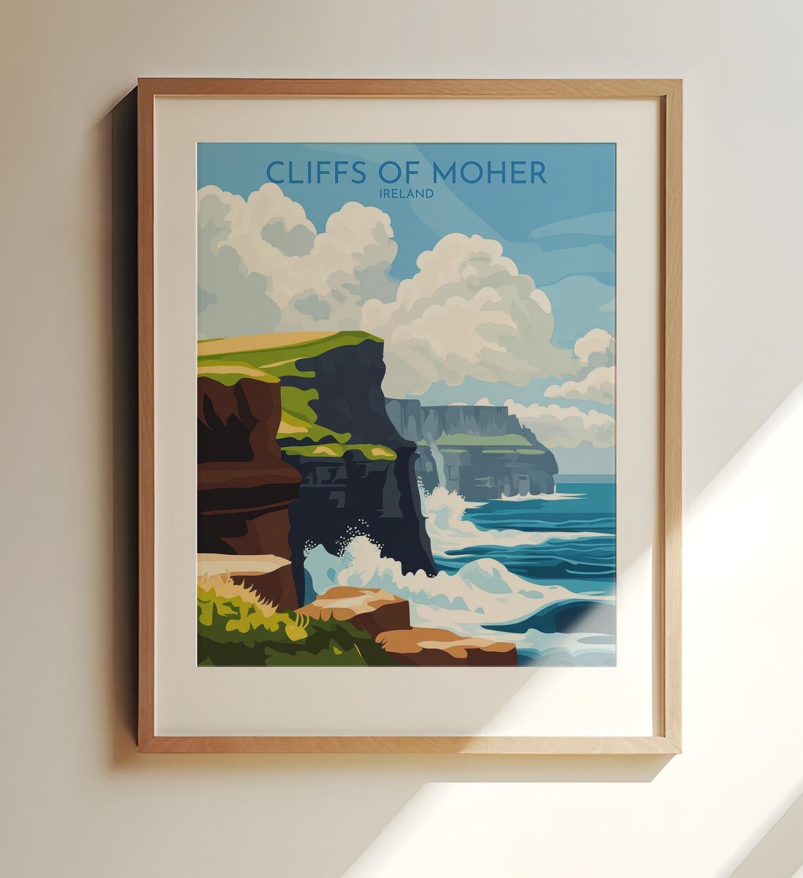 Cliffs of Moher Ireland Ocean Waves Travel Poster Irish Seascape Art