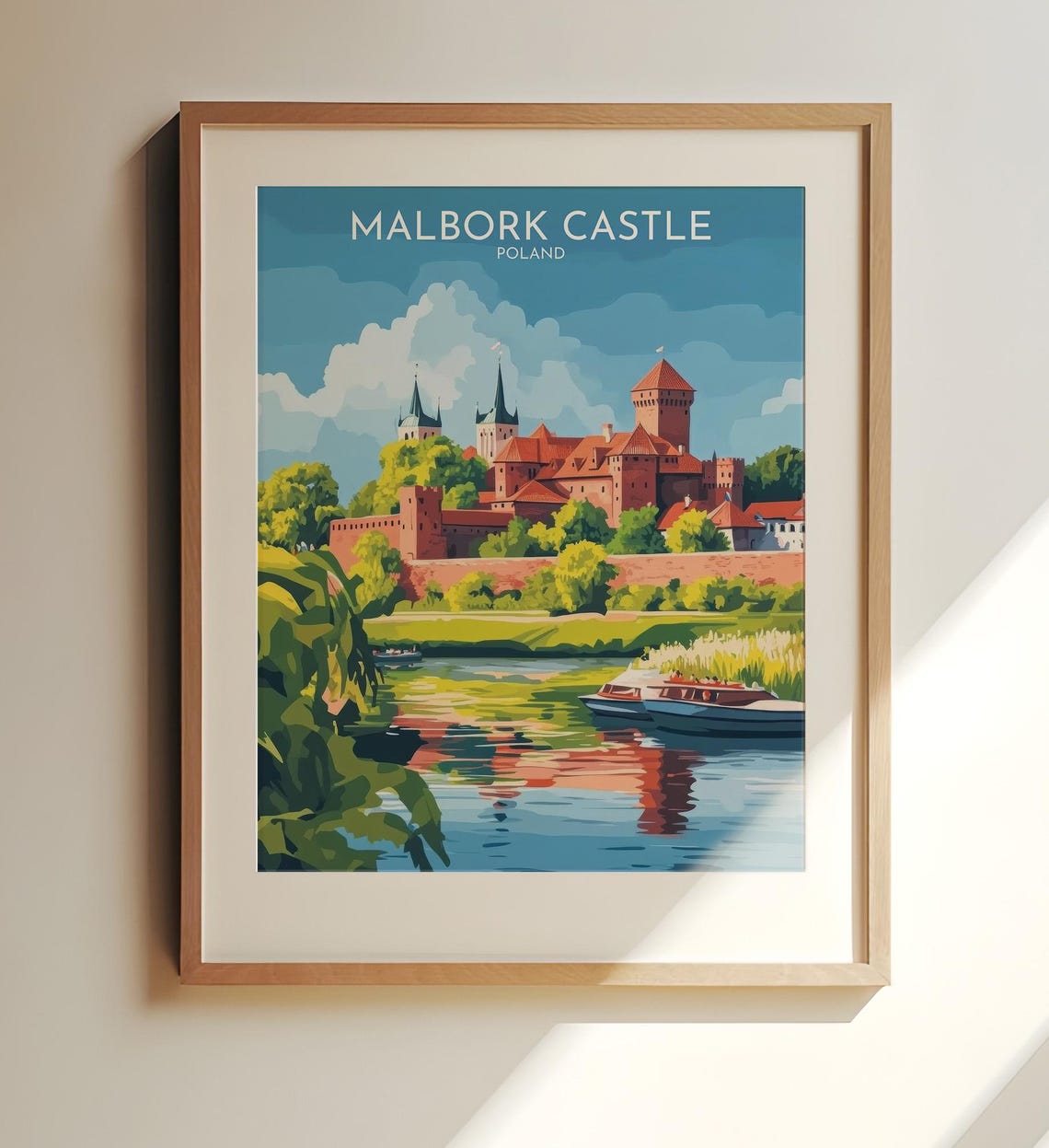 Malbork Castle Poland Brick Fortress Over the River Travel Poster
