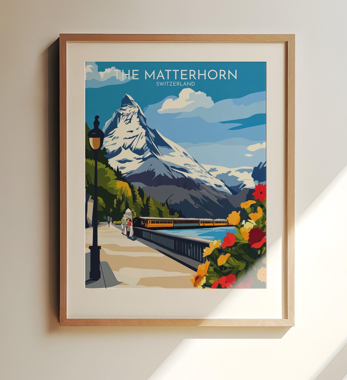 The Matterhorn Switzerland Snowy Peak Vintage Travel Art Poster