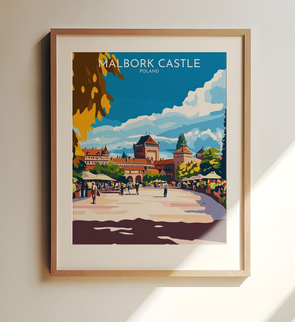 Malbork Castle Poland Retro Travel Poster European Landmark Art