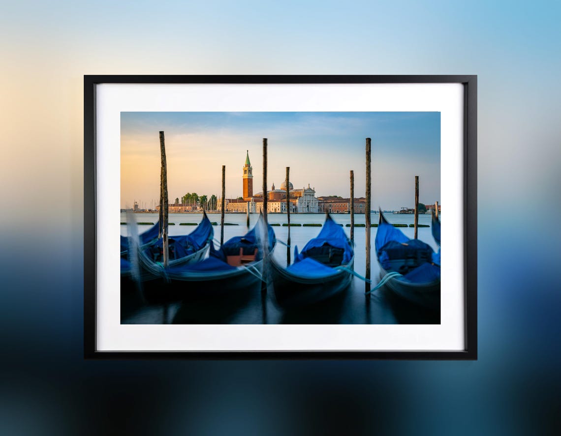 Covered Gondolas at Venice Mooring San Giorgio Maggiore Dawn Poster
