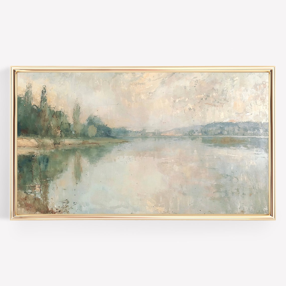 Impressionist Lake Landscape with Misty Reflections Art Poster - Image 3