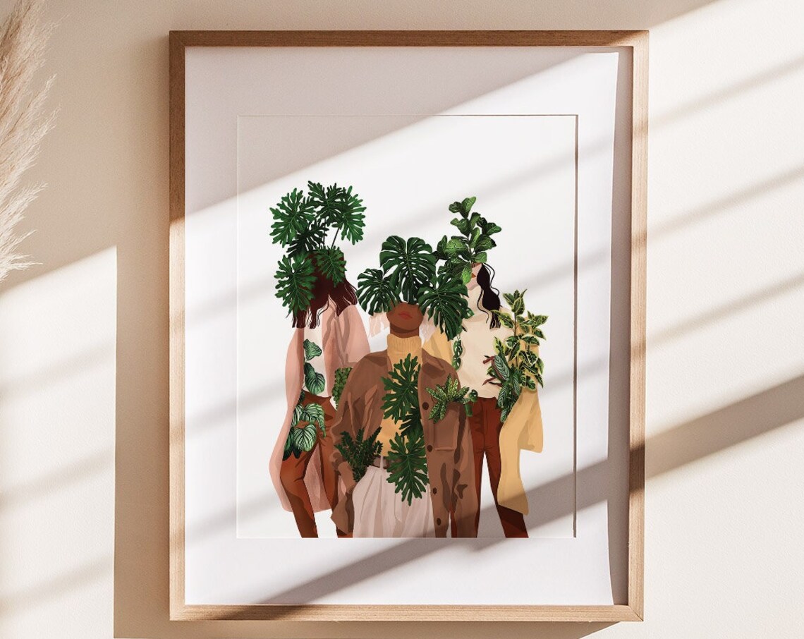 Three Women Leaf Heads Fashion Botanical Plant Lady Group Poster