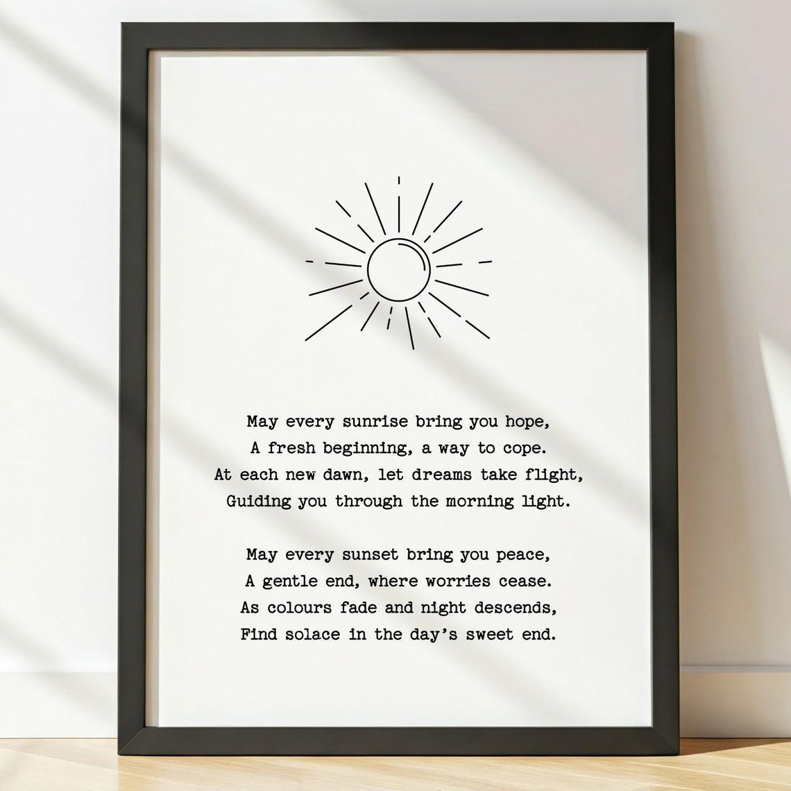 May Every Sunrise Bring You Hope May Every Sunset Bring You Peace Inspirational Poem Wall Art - Image 3