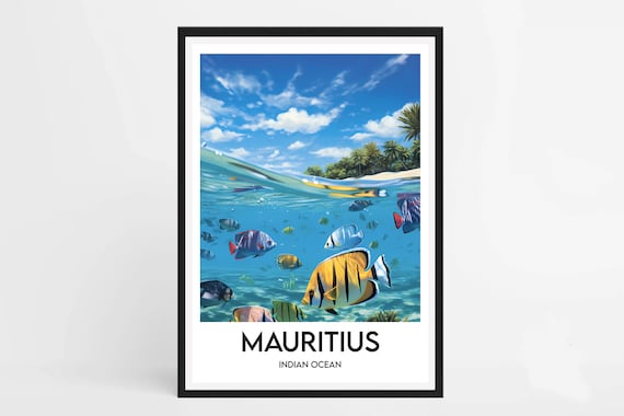 Mauritius Island Poster Minimalist Travel Poster Interior Decoration Mauritius Fish Poster