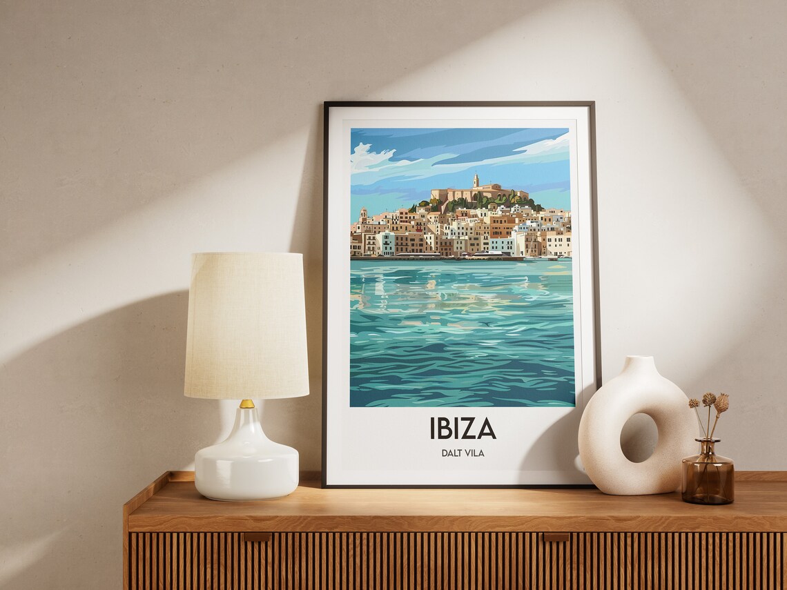 Ibiza Dalt Vila Old Town Waterfront Blue Sea Spain Travel Poster - Image 2