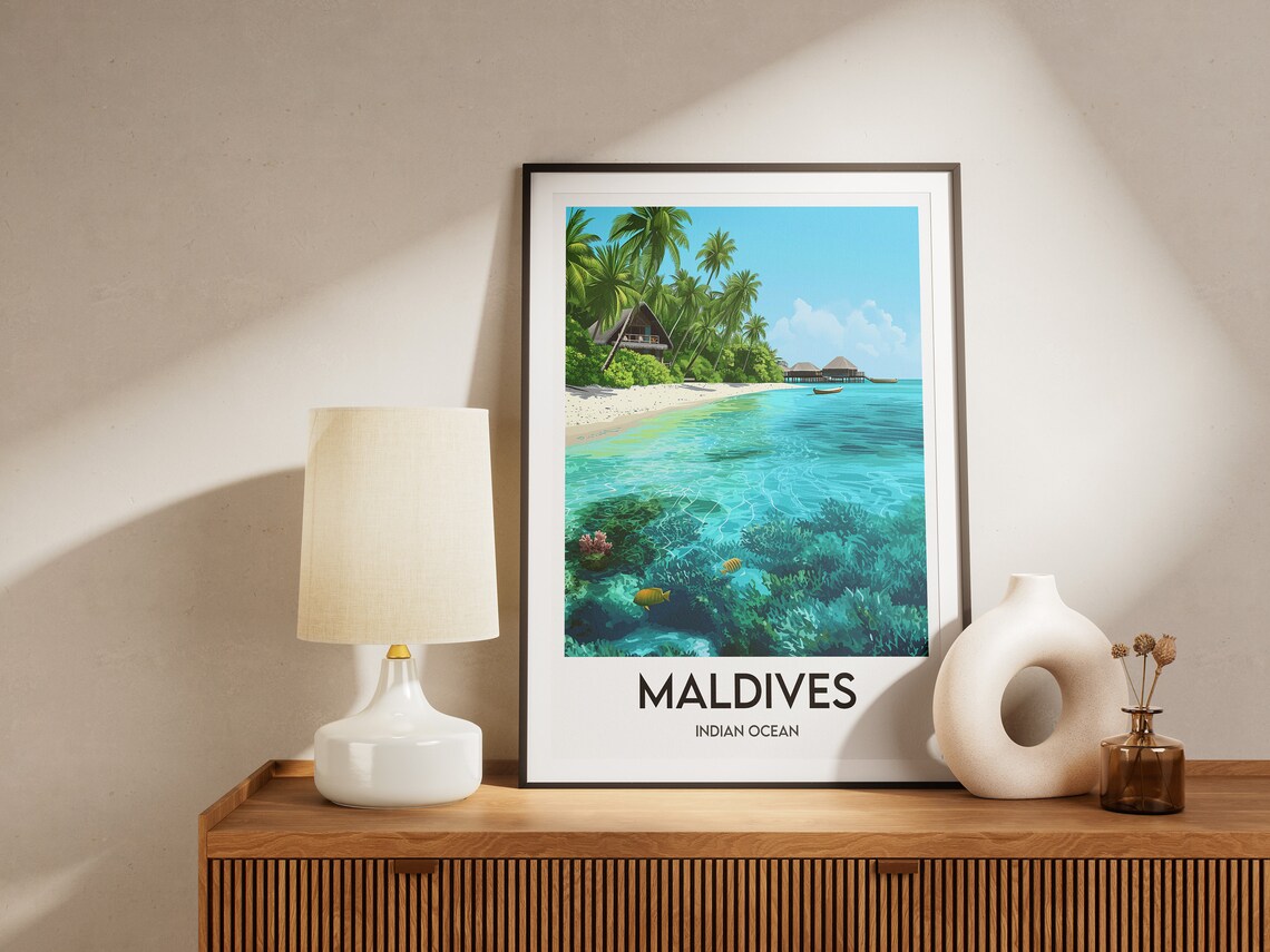 Maldives Travel Poster, Home Decor Wall Art - Image 2