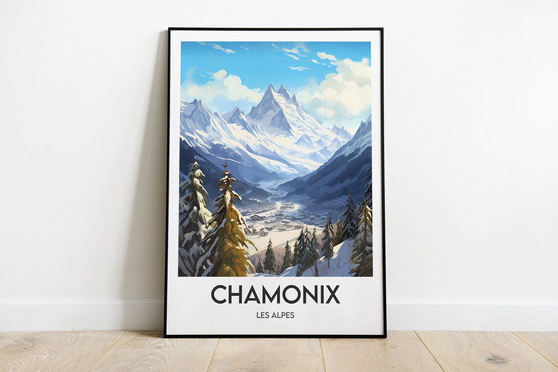 Chamonix Travel Poster, The Alps Art Print
