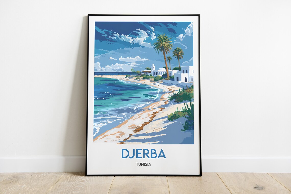 Djerba Travel Poster, Tunisia Home Decor Art Print