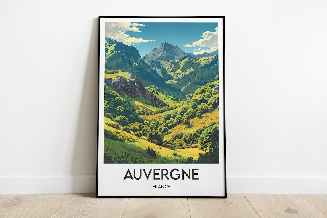 Auvergne Travel Poster, France Wall Decor Print