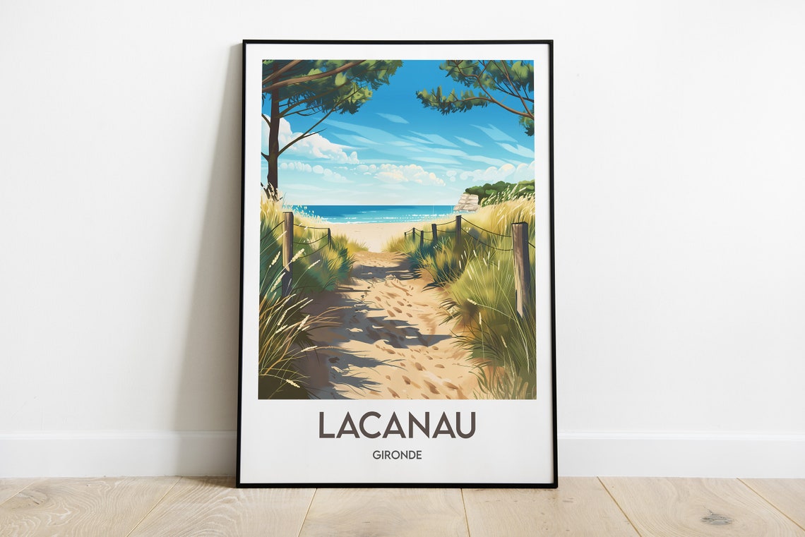 Lacanau Gironde Sandy Dune Path to the Beach Vintage Travel Poster