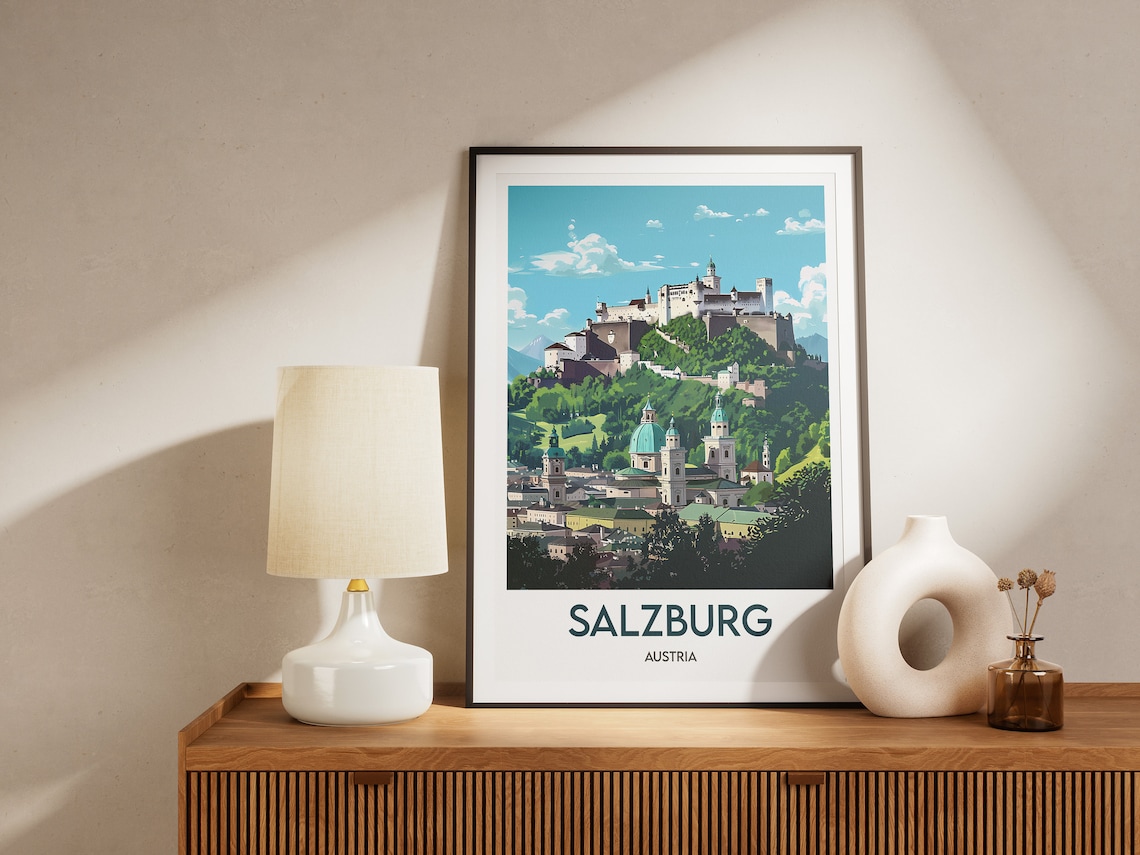 Salzburg Hohensalzburg Fortress Cathedral Austria Travel Poster - Image 2