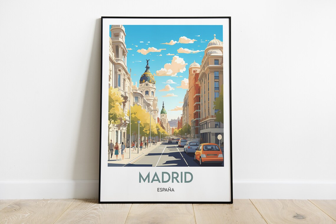 Madrid Spain Travel Poster, Illustration Print