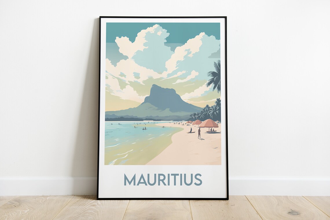 Morne Maurice Minimalist Travel Poster, Mauritius