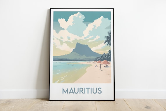 Morne Maurice Minimalist Travel Poster, Mauritius